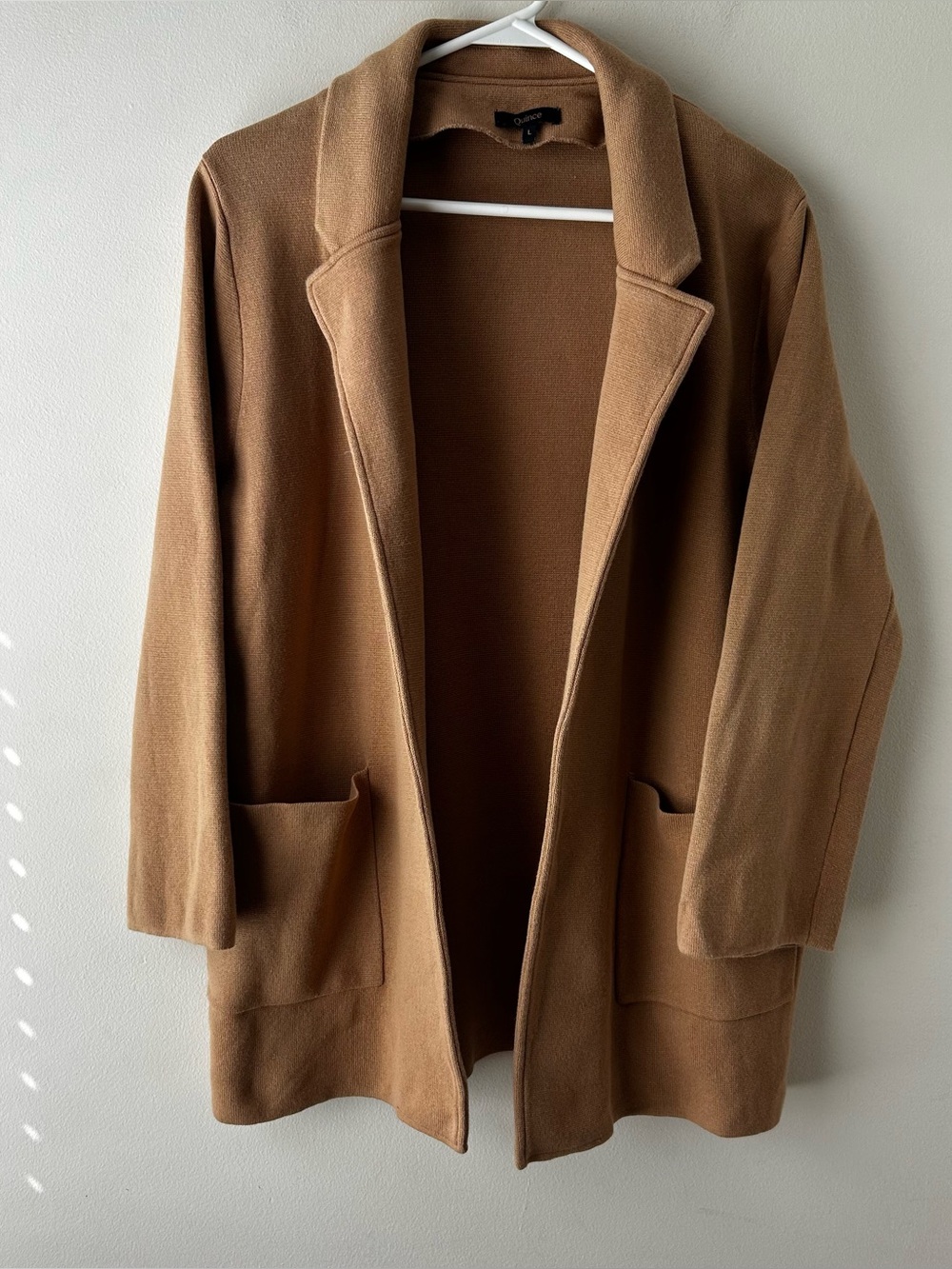 Quince 100% Organic Cotton Knit Blazer Sweater Jacket Camel Tan Large - Picture 4 of 9